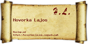 Hovorka Lajos névjegykártya